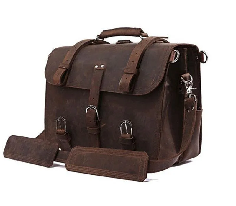 Vintage Crazy Horse Genuine Leather Business Briefcase Bag