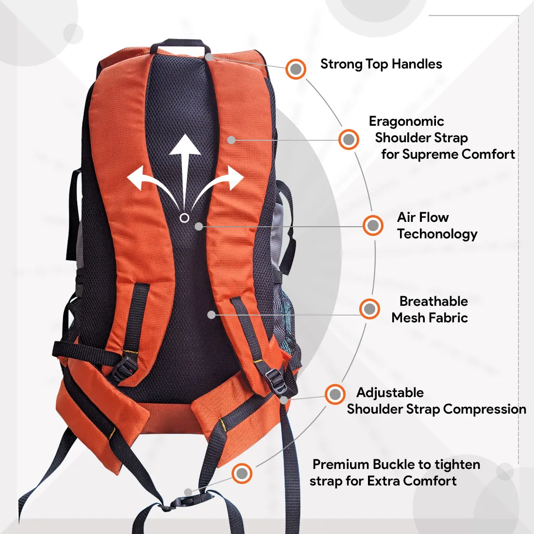 Wildcamp Travel Backpack - 55 Litre - ORANGE
