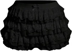Women's Y2k Ruffle Shorts Lace Lolita Bloomers Elastic Waist Bow Front Shorts Micro Boyshorts