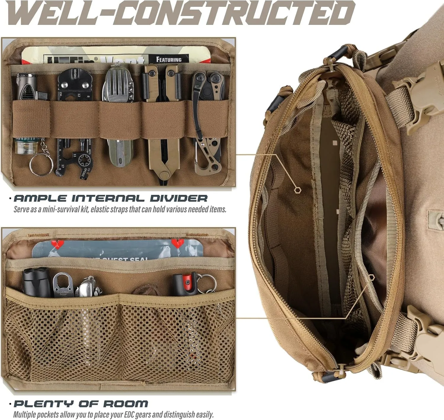 WYNEX Tactical Chest Rig Pack for Men, Running Chest Bag with Front Loop Airsoft Recon Chest Rigs for Hunting Outdoor EDC Combat Patch Included