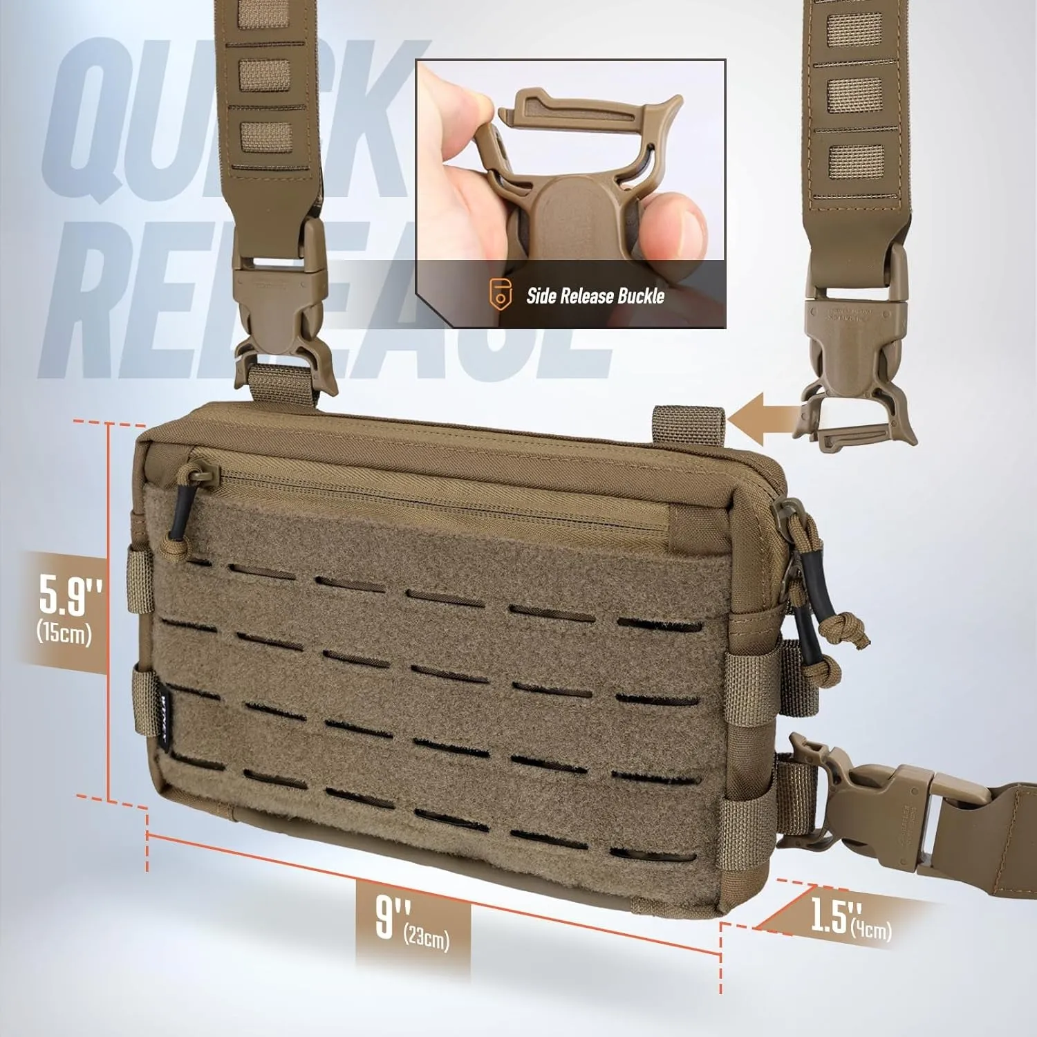 WYNEX Tactical Chest Rig Pack for Men, Running Chest Bag with Front Loop Airsoft Recon Chest Rigs for Hunting Outdoor EDC Combat Patch Included