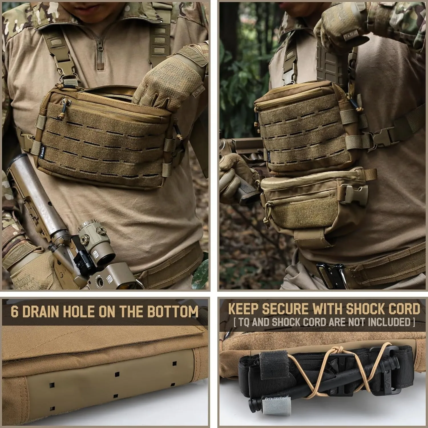 WYNEX Tactical Chest Rig Pack for Men, Running Chest Bag with Front Loop Airsoft Recon Chest Rigs for Hunting Outdoor EDC Combat Patch Included